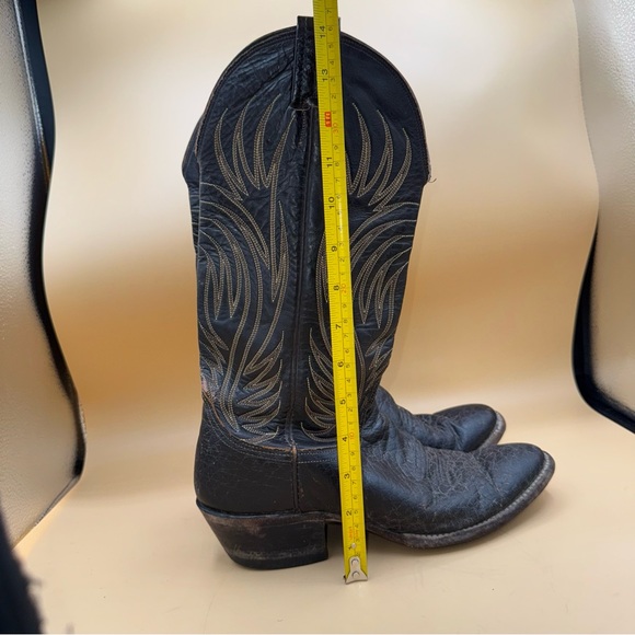 Vintage Nocona Black Leather Cowboy Boots, Preowned, Men’s 9.5 B, GUC - Picture 3 of 16